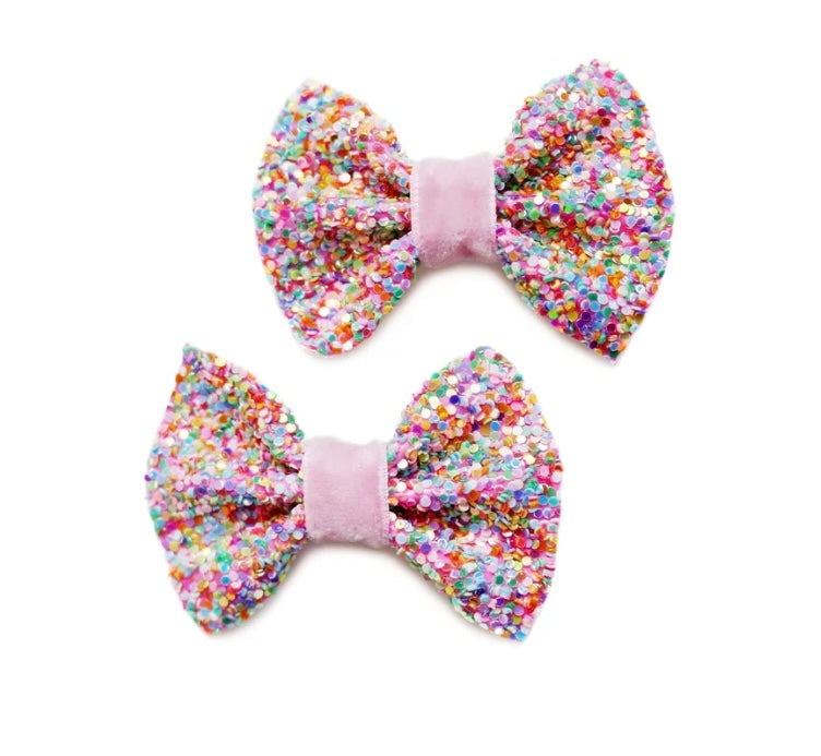 Goody Gumdrops Multi Glitter Bow Clip Pink