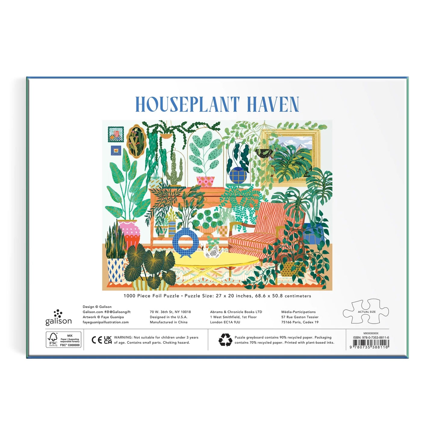 Galison 1000pc Jigsaw Puzzle Houseplant Haven Foil
