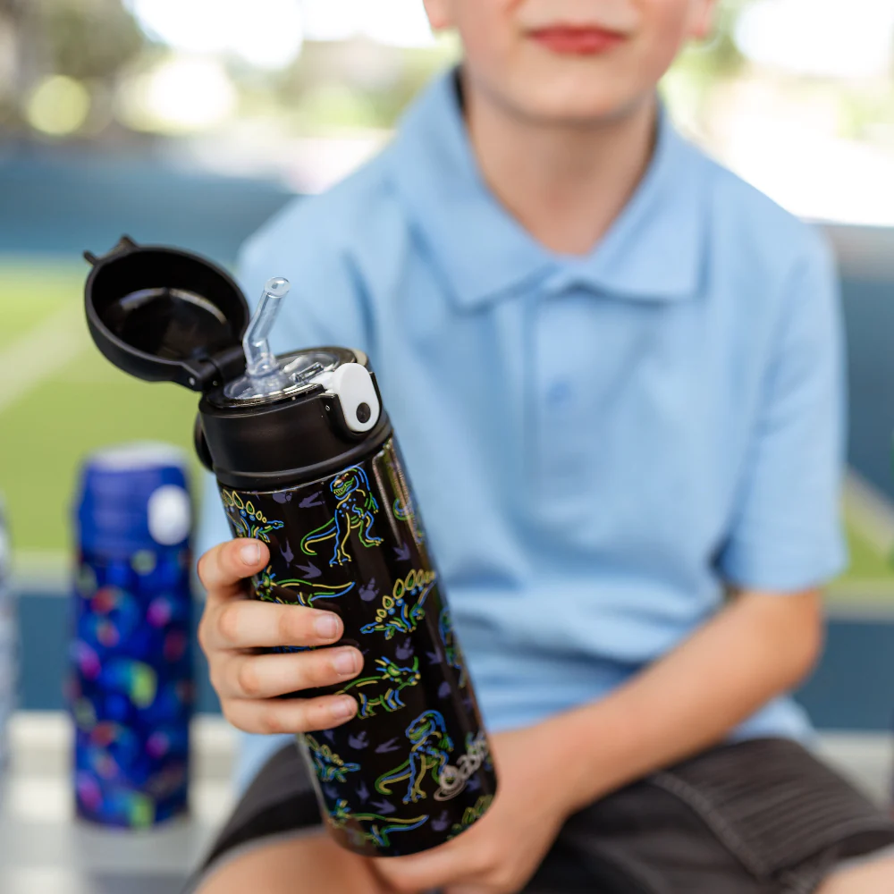 Oasis Kids Drink Bottle Neon Dinosaurs 550ml