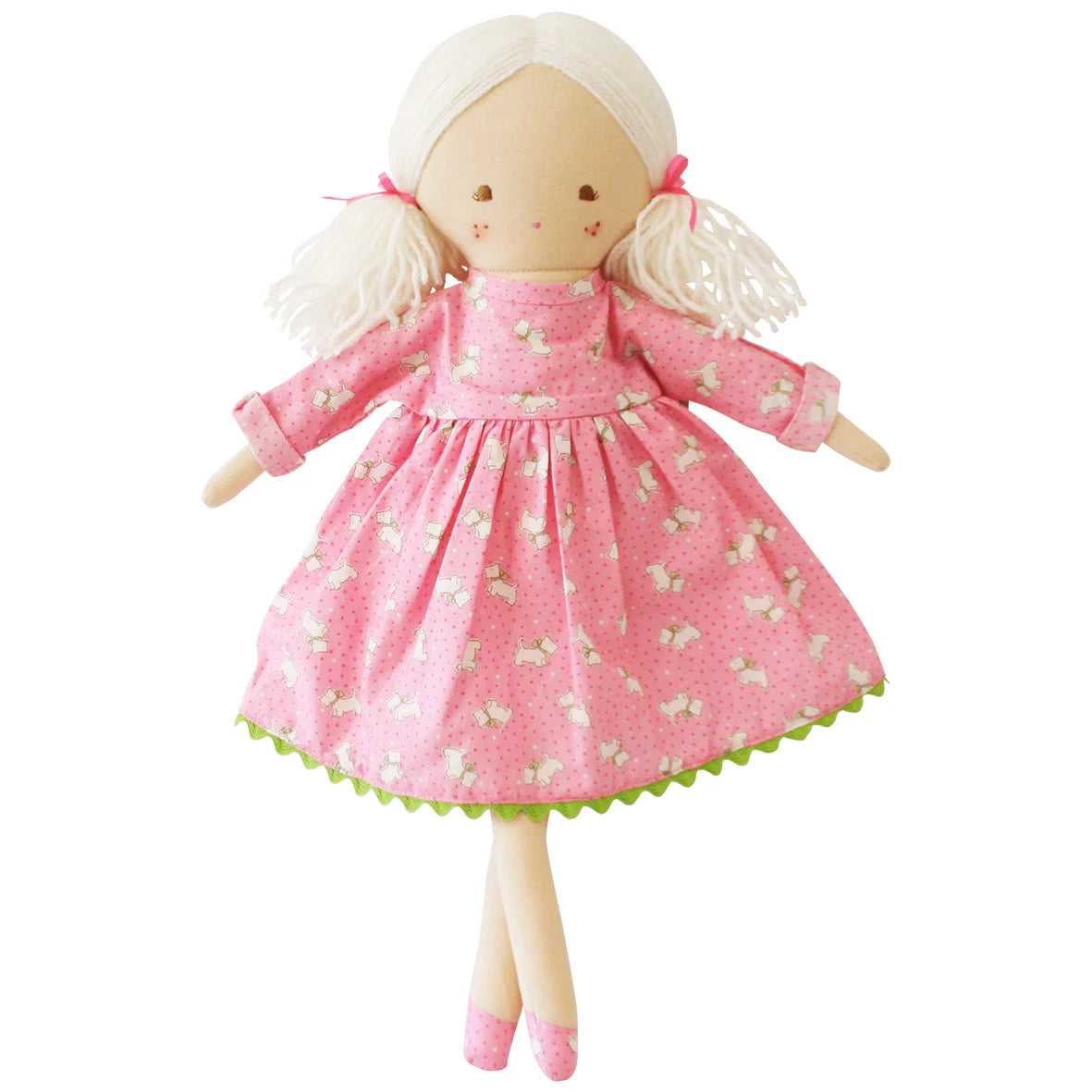 Alimrose Matilda Doll Pink Puppy Dress