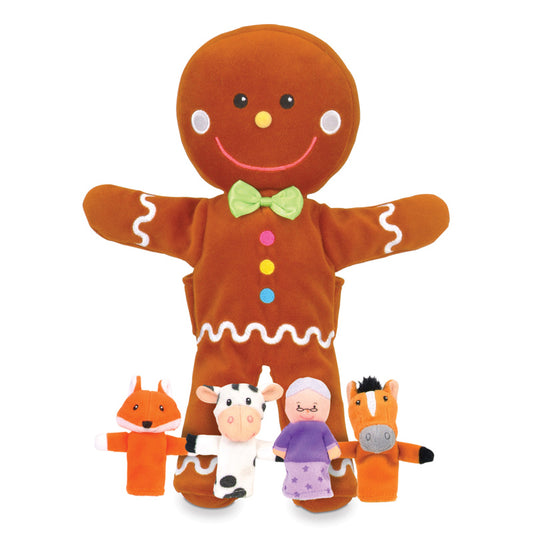 Fiesta Crafts Hand and Finger Puppet Set Gingerbread Man and Friends