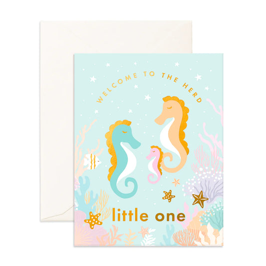 Fox & Fallow Welcome Little Seahorse Baby Greeting Card