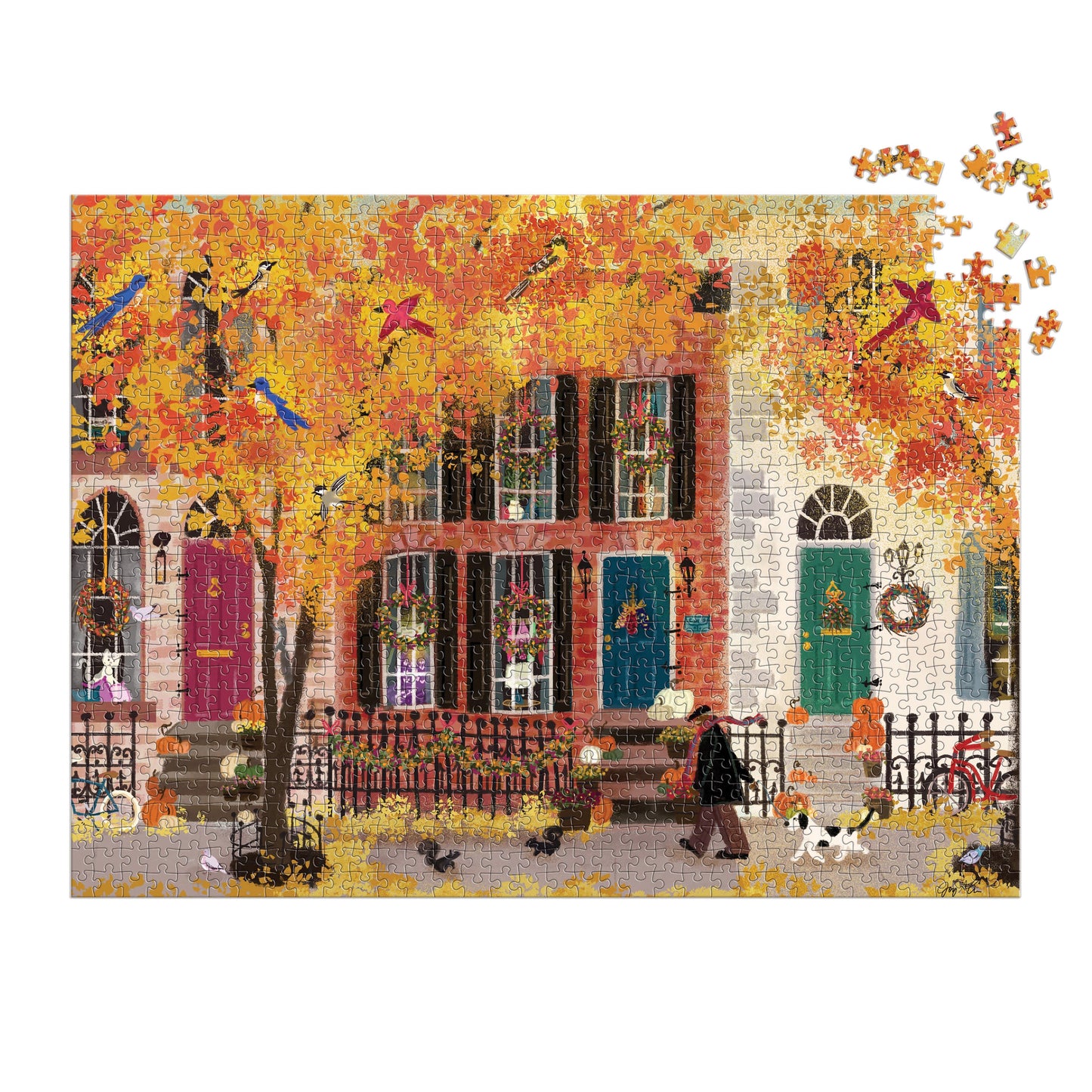 Galison 500pc Jigsaw Puzzle Autumn in the Neighbourhood by Joy Laforme