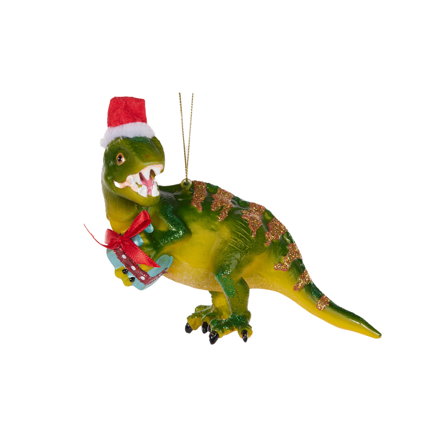 Holly & Ivy Glass Green Dinosaur Ornament