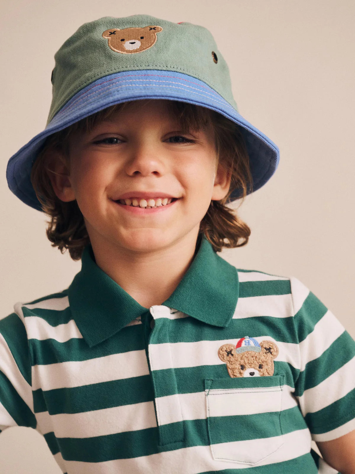 Huxbaby Peekaboo Green Stripe Polo Tee