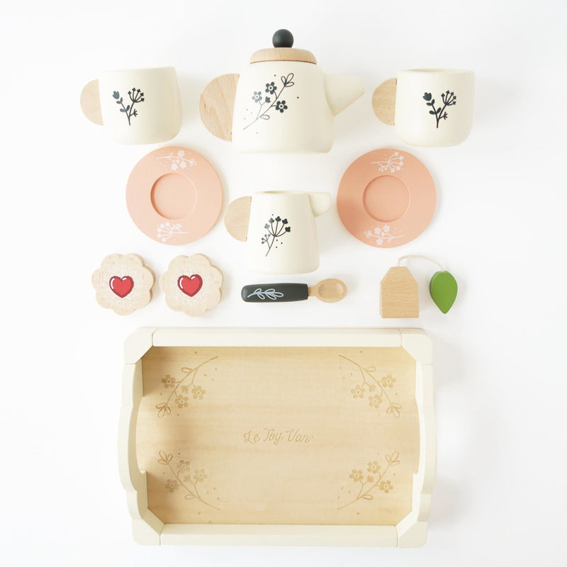 Le Toy Van Wooden Tea Set & Tray 12pc