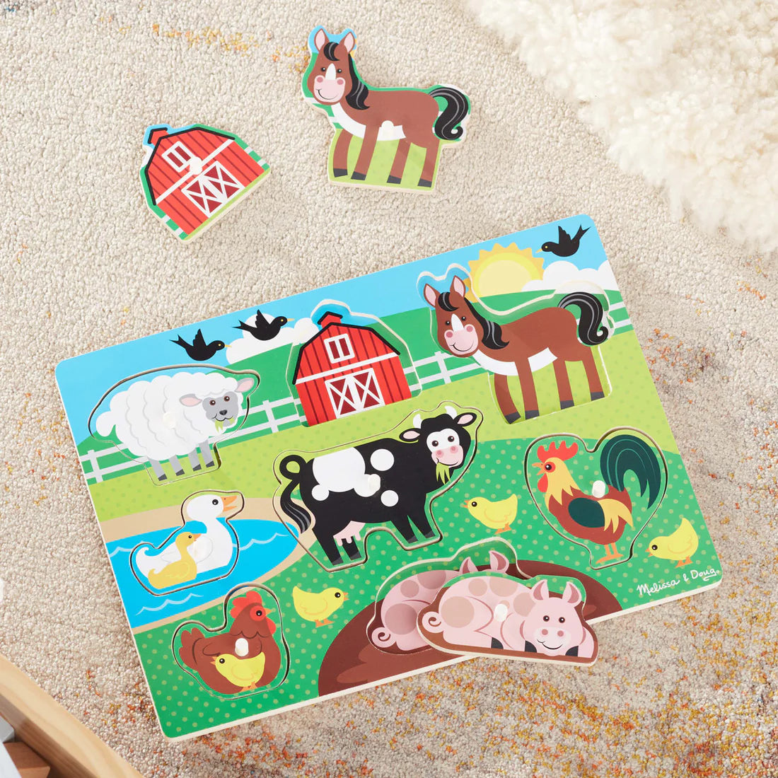 Melissa & Doug Wooden Peg Puzzle Farm
