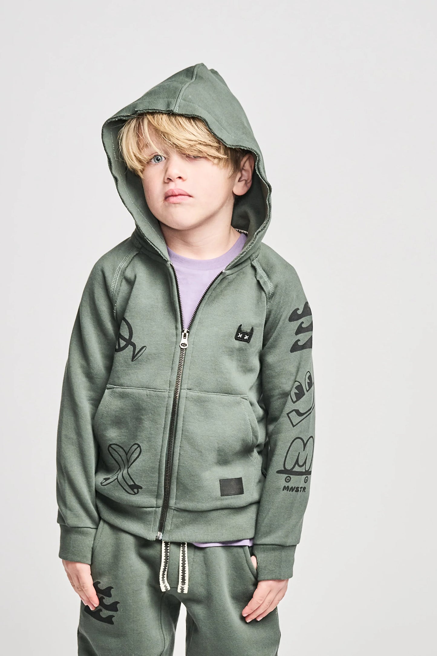 Mnstr Kids Hoody Icon Patch Ocean Green