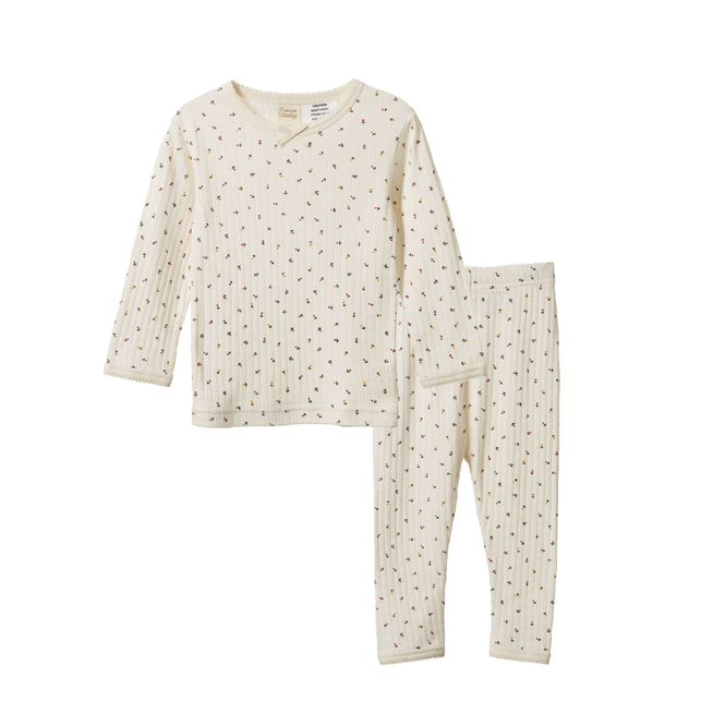 Nature Baby 2pc Long Sleeve Pyjama Set Pointelle Aster Floral