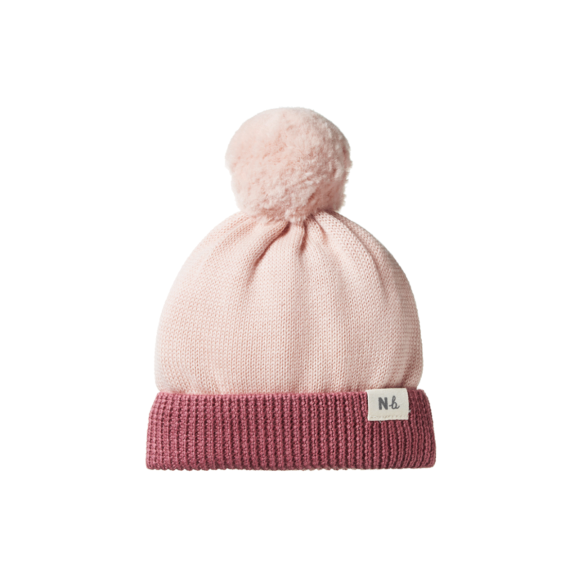 Nature Baby Alpine Pom Pom Beanie Rose Dust/Rhubarb