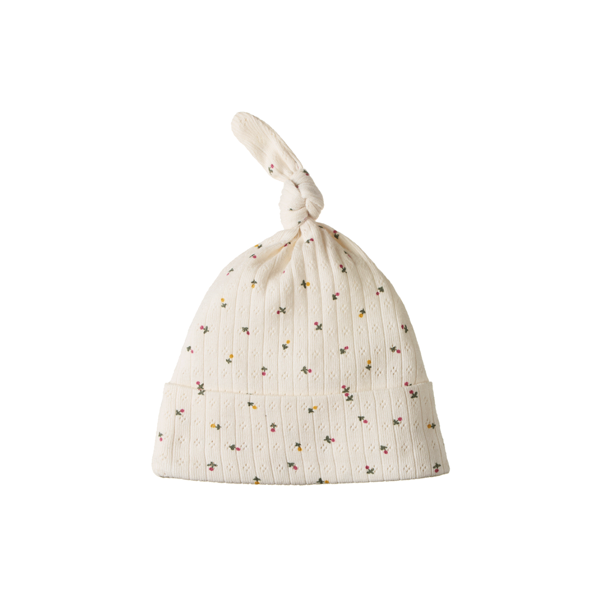 Nature Baby Knotted Beanie Pointelle Aster Floral