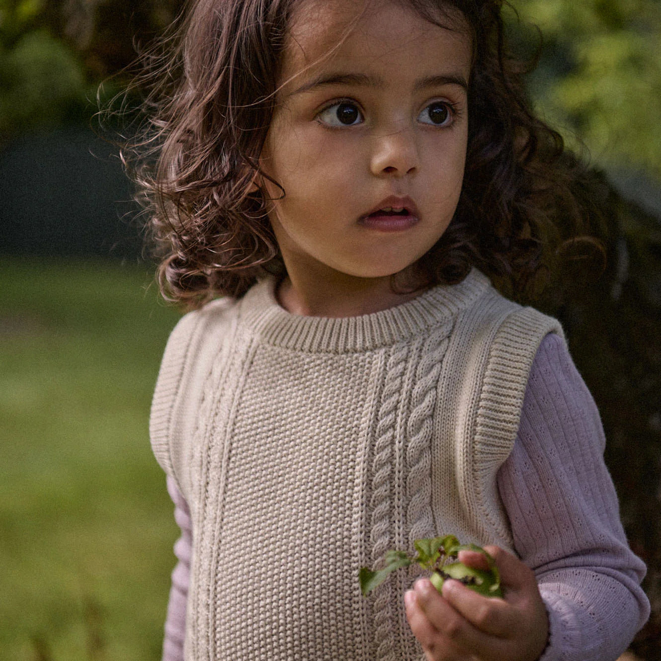 Nature Baby Walter Vest Oatmeal Marl Cable Knit