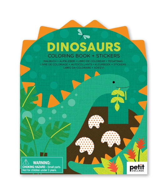 Petit Collage Colouring Book with Stickers Dinosaur