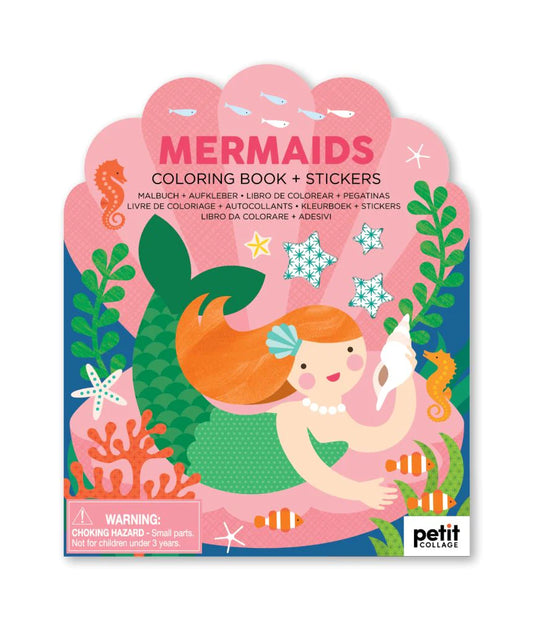 Petit Collage Colouring Book with Stickers Mermaid