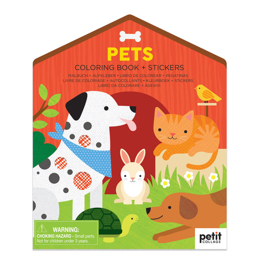 Petit Collage Colouring Book with Stickers Pets