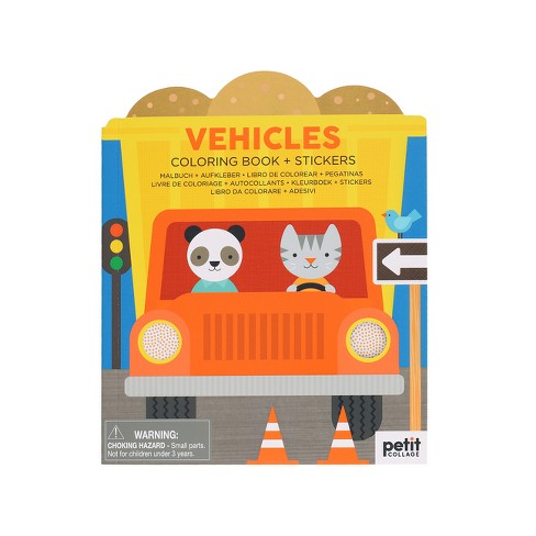 Petit Collage Colouring Book with Stickers Vehicles