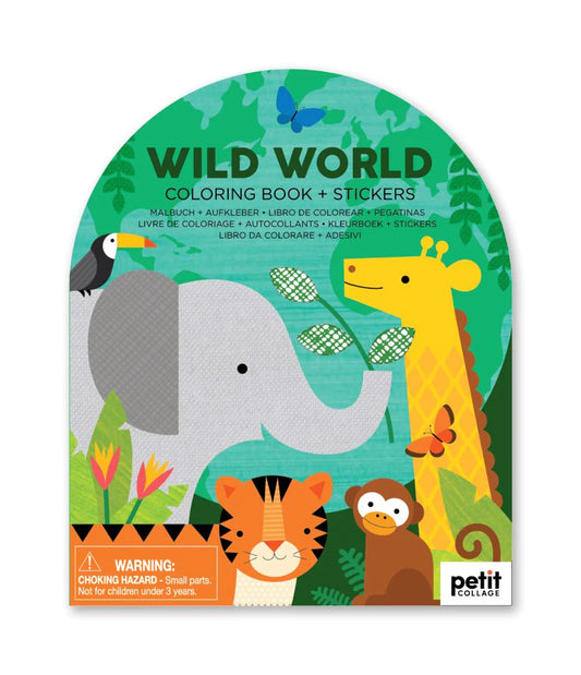 Petit Collage Colouring Book with Stickers Wild World