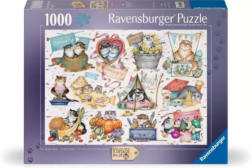 Ravensburger 1000pc Jigsaw Puzzle Crazy Cats Cats Calendar