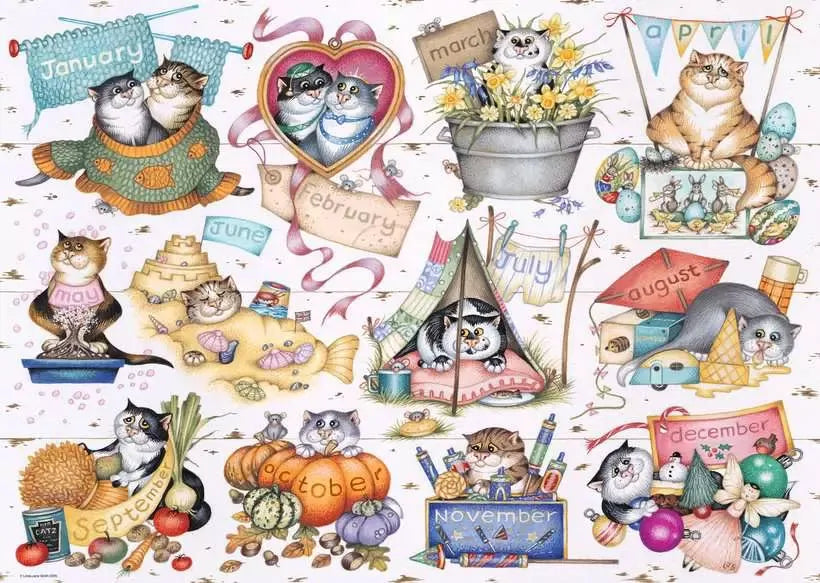 Ravensburger 1000pc Jigsaw Puzzle Crazy Cats Cats Calendar