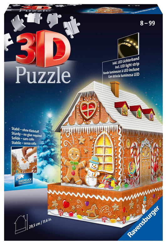 Ravensburger 3D 216pc Jigsaw Puzzle Ginger Bread House Night Edition
