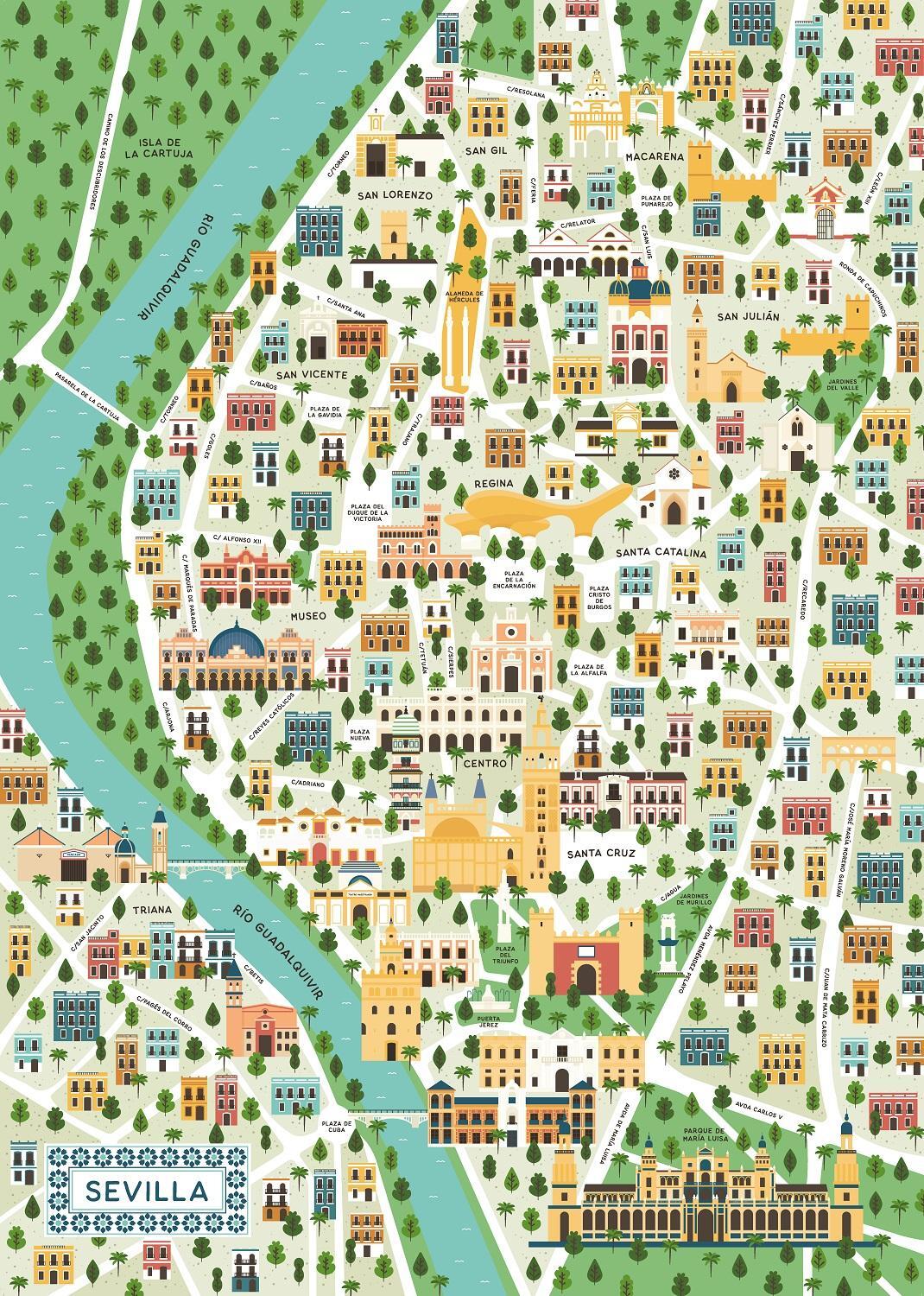 Ravensburger 1000pc Jigsaw Puzzle Map Of Seville