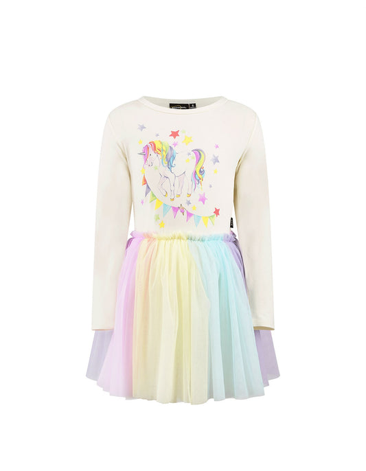 Rock Your Baby Long Sleeve Circus Dress Unicorn Flags