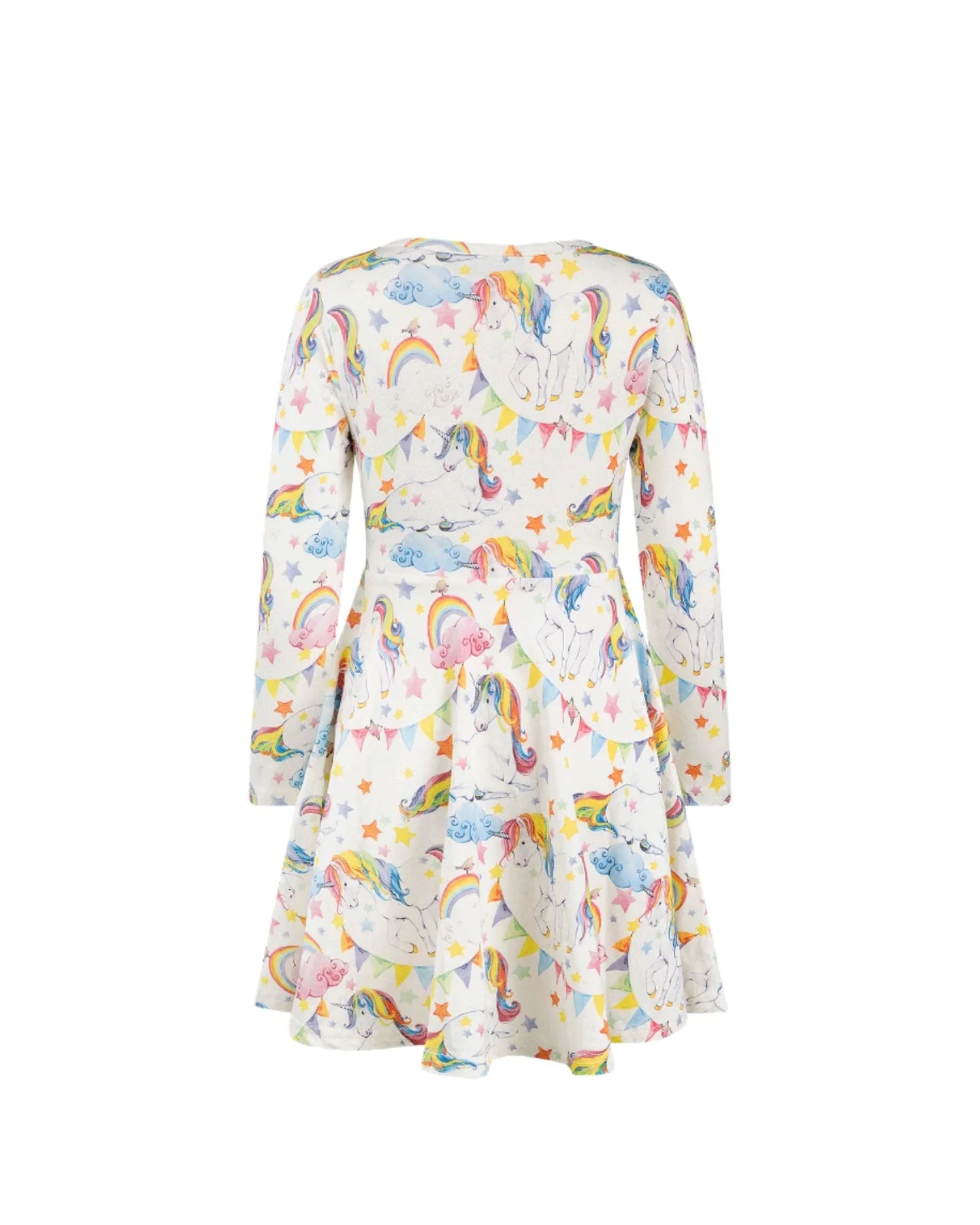 Rock Your Baby Long Sleeve Waisted Dress Unicorn Flags