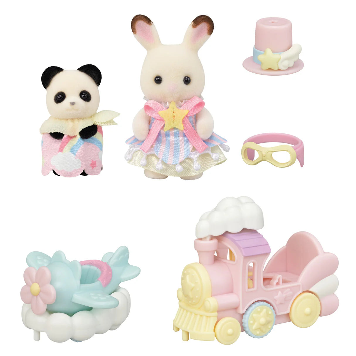 Sylvanian Families Amusement Park Ride Set Plane & Train