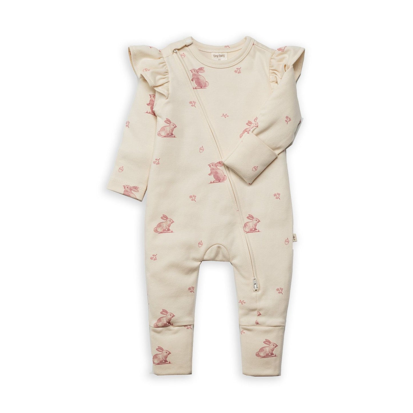 Tiny Twig Zipsuit Rose Bunnies