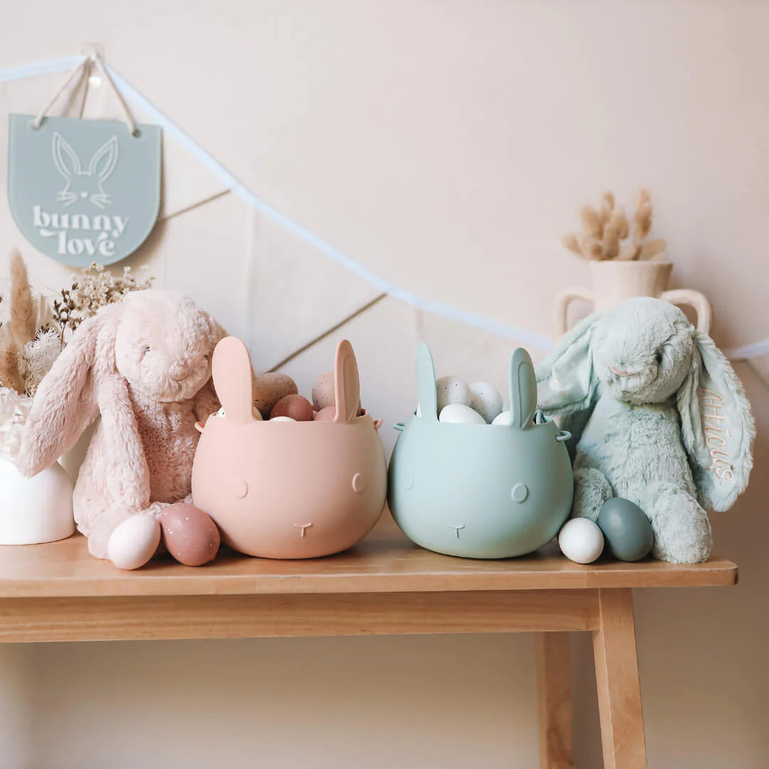 We Might Be Tiny Easter Bunny Basket Blush
