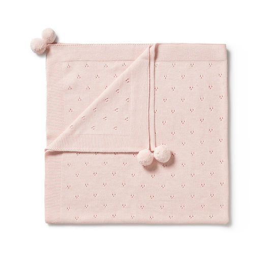 Wilson & Frenchy Knitted Pointelle Blanket Pink