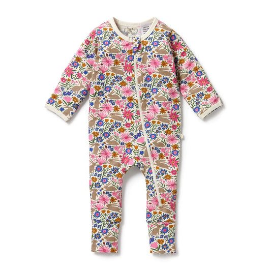 Wilson & Frenchy Organic Zipsuit with Feet Bunny Hop