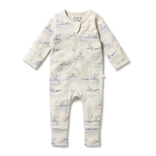 Wilson & Frenchy Organic Zipsuit with Feet Sail  Away