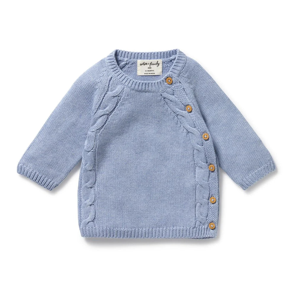 Wilson & Frenchy Organic Knit Kimono Cardigan Blue Speckle