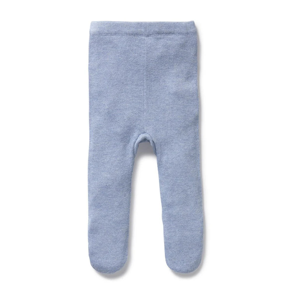 Wilson & Frenchy Organic Knitted Legging with Feet Blue Speckle