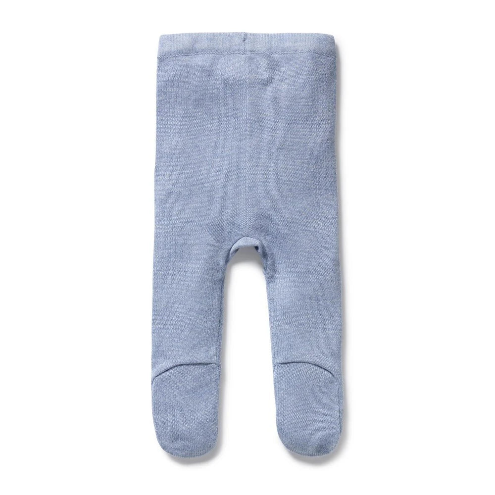 Wilson & Frenchy Organic Knitted Legging with Feet Blue Speckle