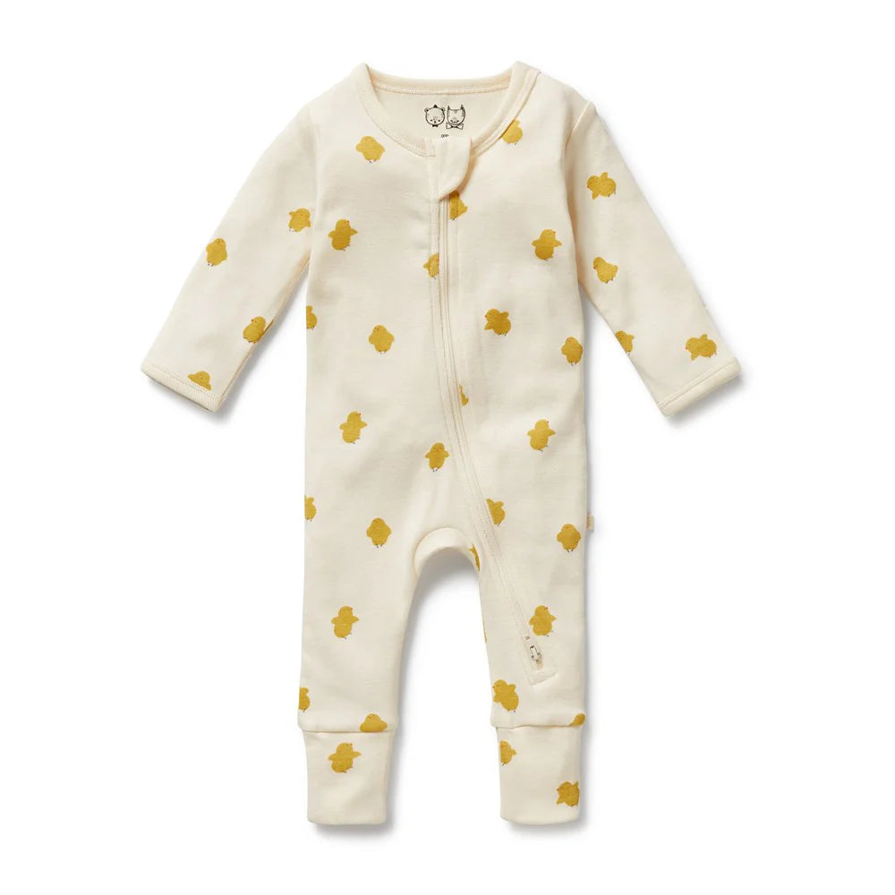 Wilson & Frenchy Organic Zipsuit with Feet Little Chick