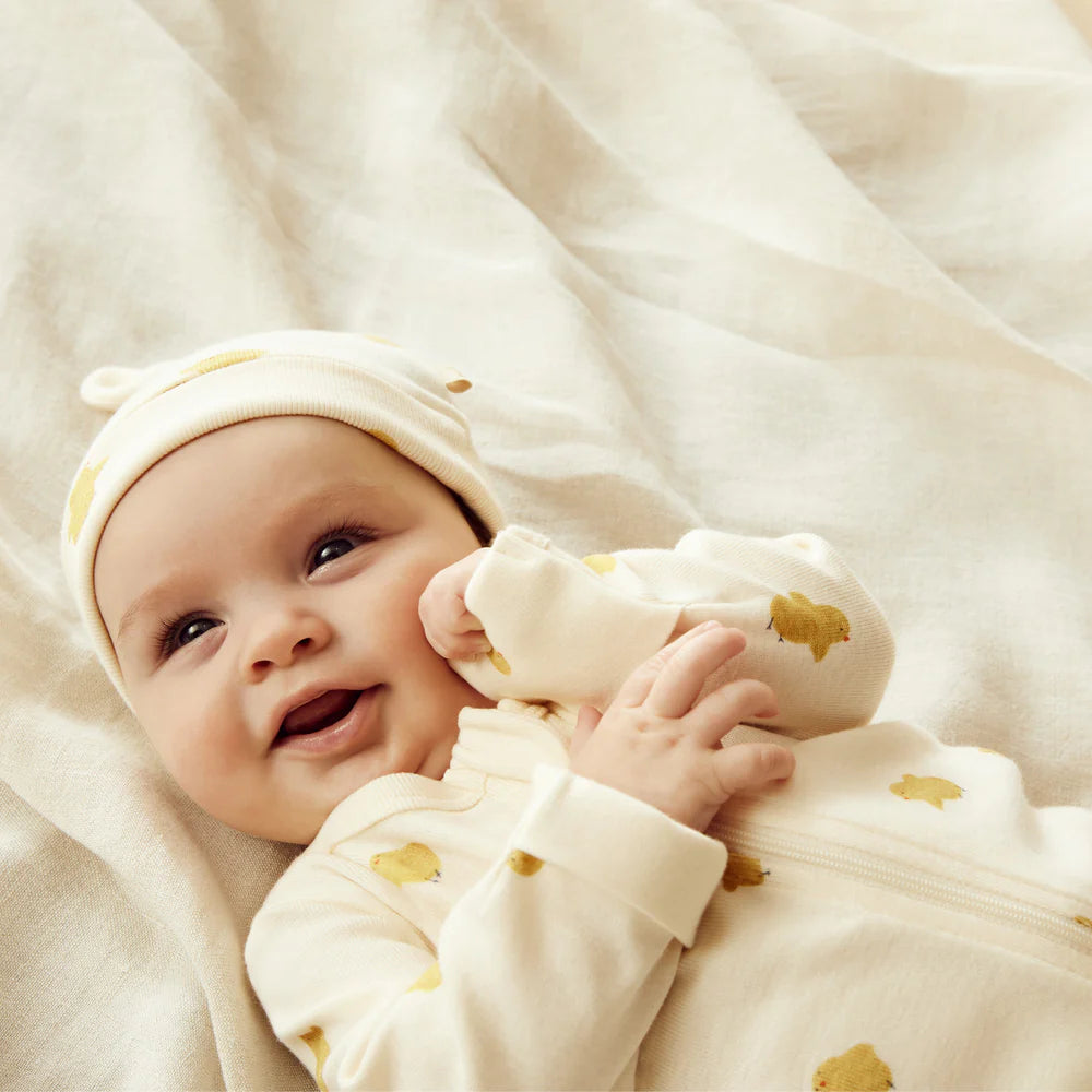 Wilson & Frenchy Organic Zipsuit with Feet Little Chick
