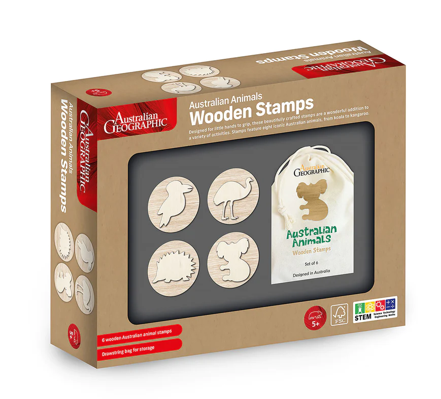 Australian Geographic Australian Animals Wooden Stamps