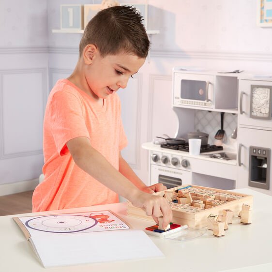 Melissa & Doug Deluxe Wooden Stamp Set ABC 123