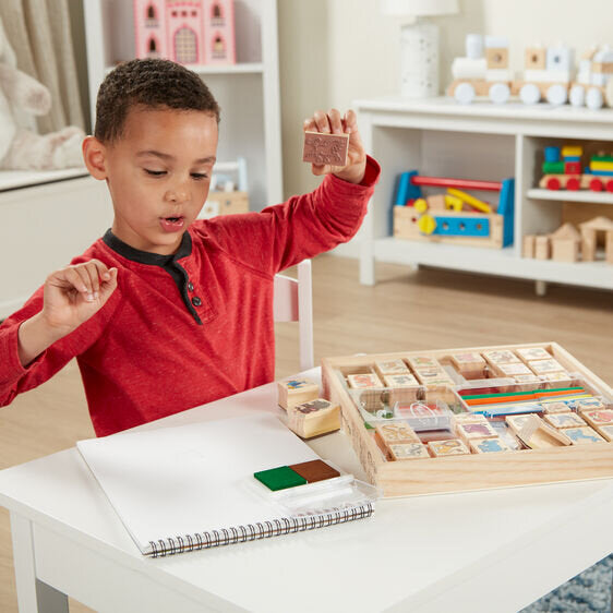 Melissa & Doug Deluxe Wooden Stamp Set Animals
