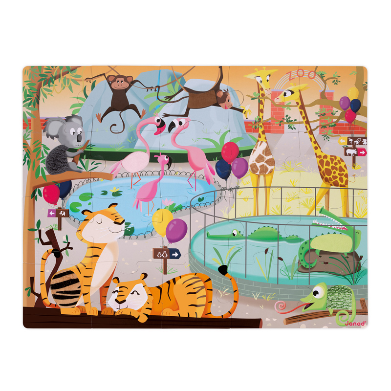 Janod 20pc Jigsaw Puzzle Zoo Tactile