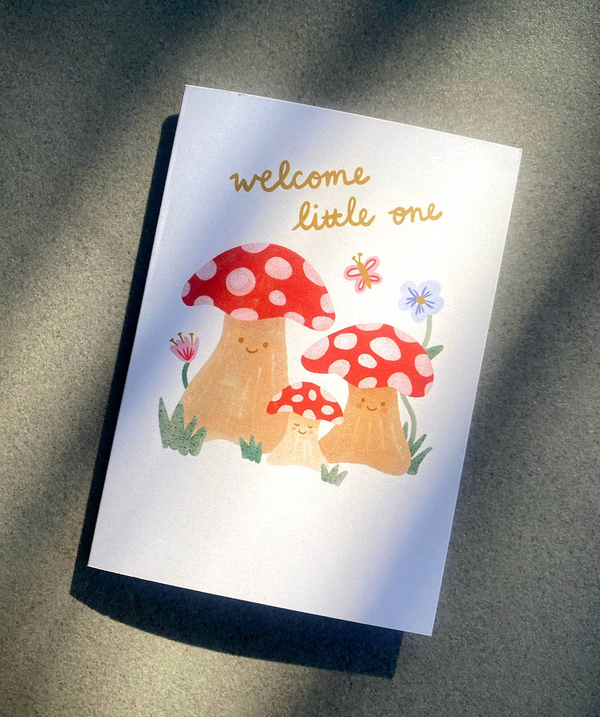 Lauren Sissons Welcome Little One Mushroom Card