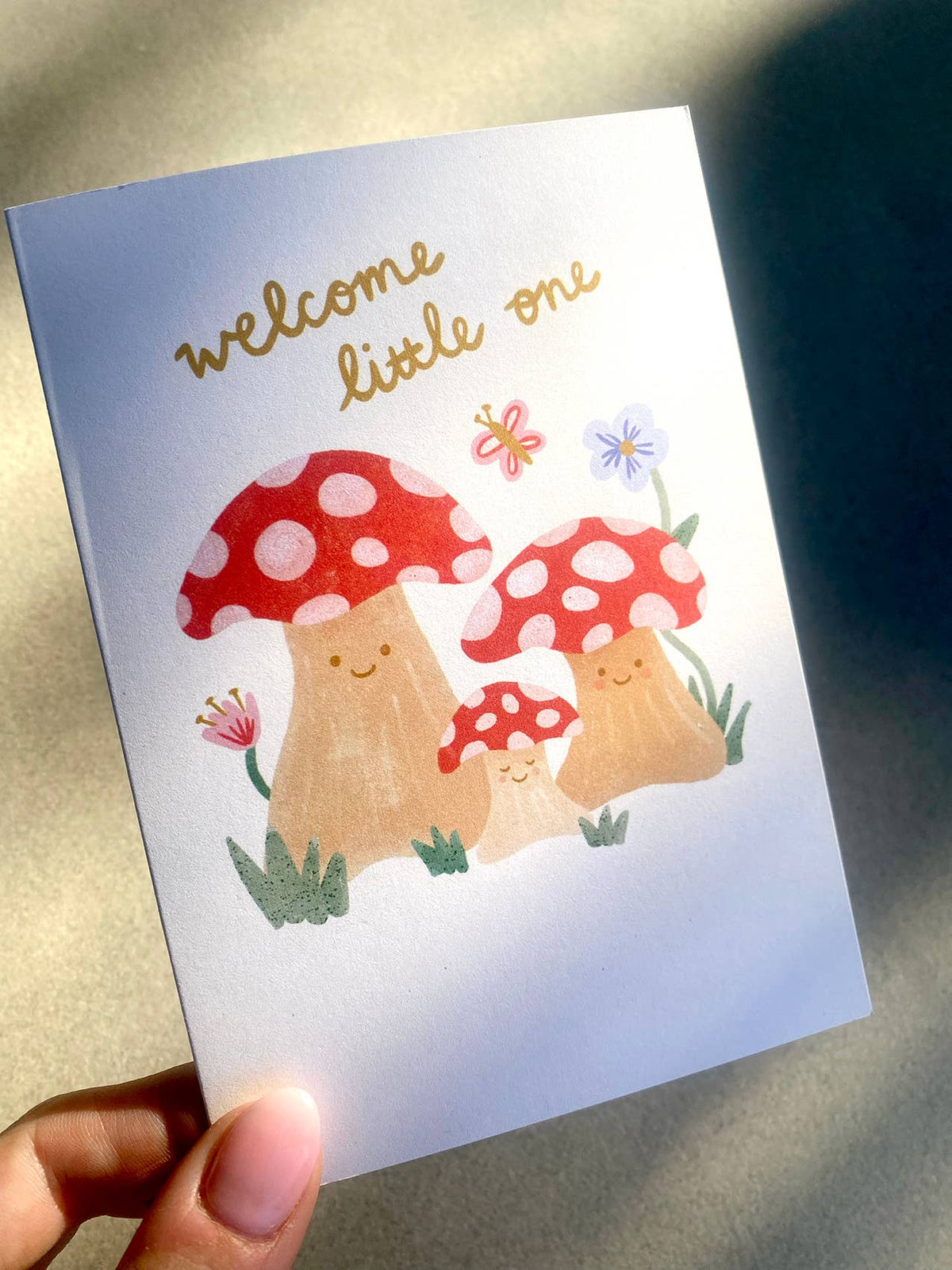 Lauren Sissons Welcome Little One Mushroom Card