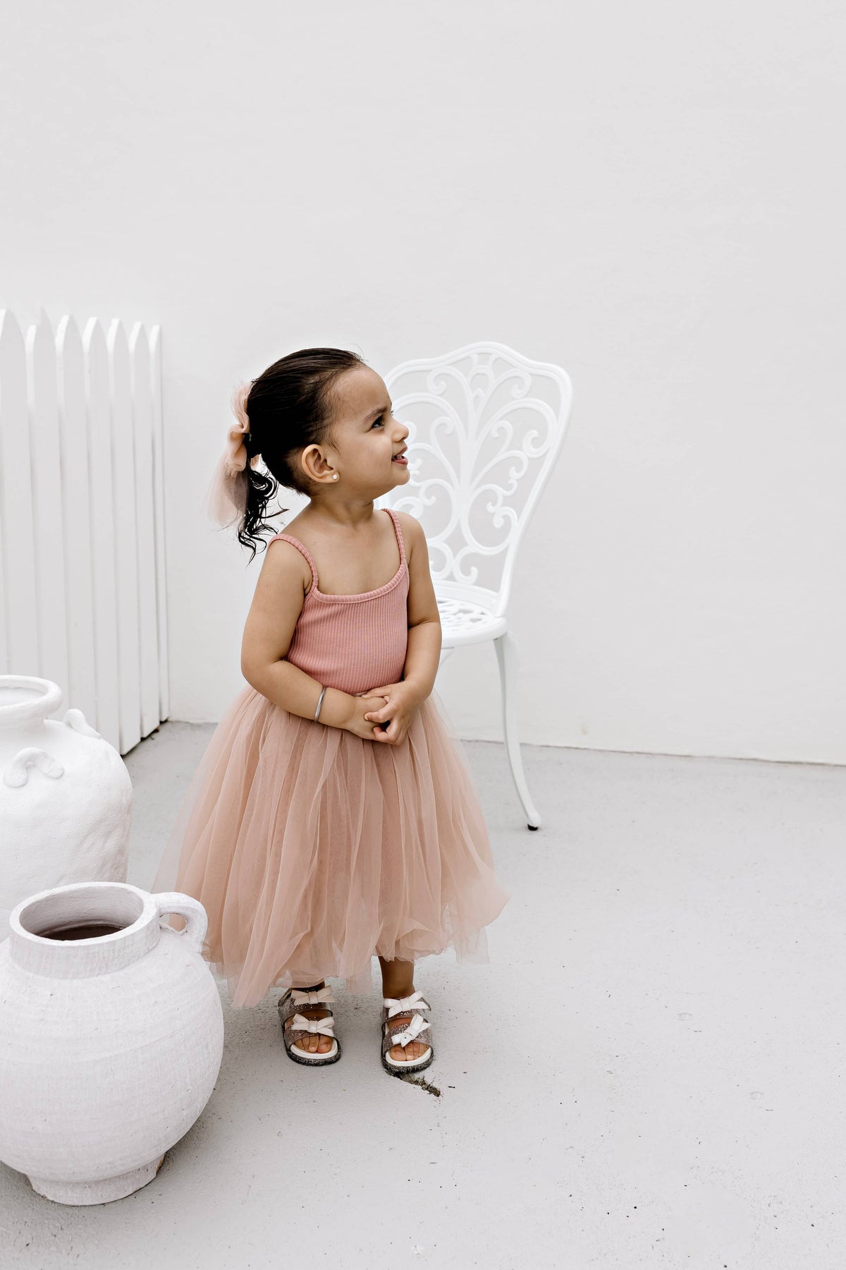 Confetti Kids Ribbed Tulle Dress Dusty Pink