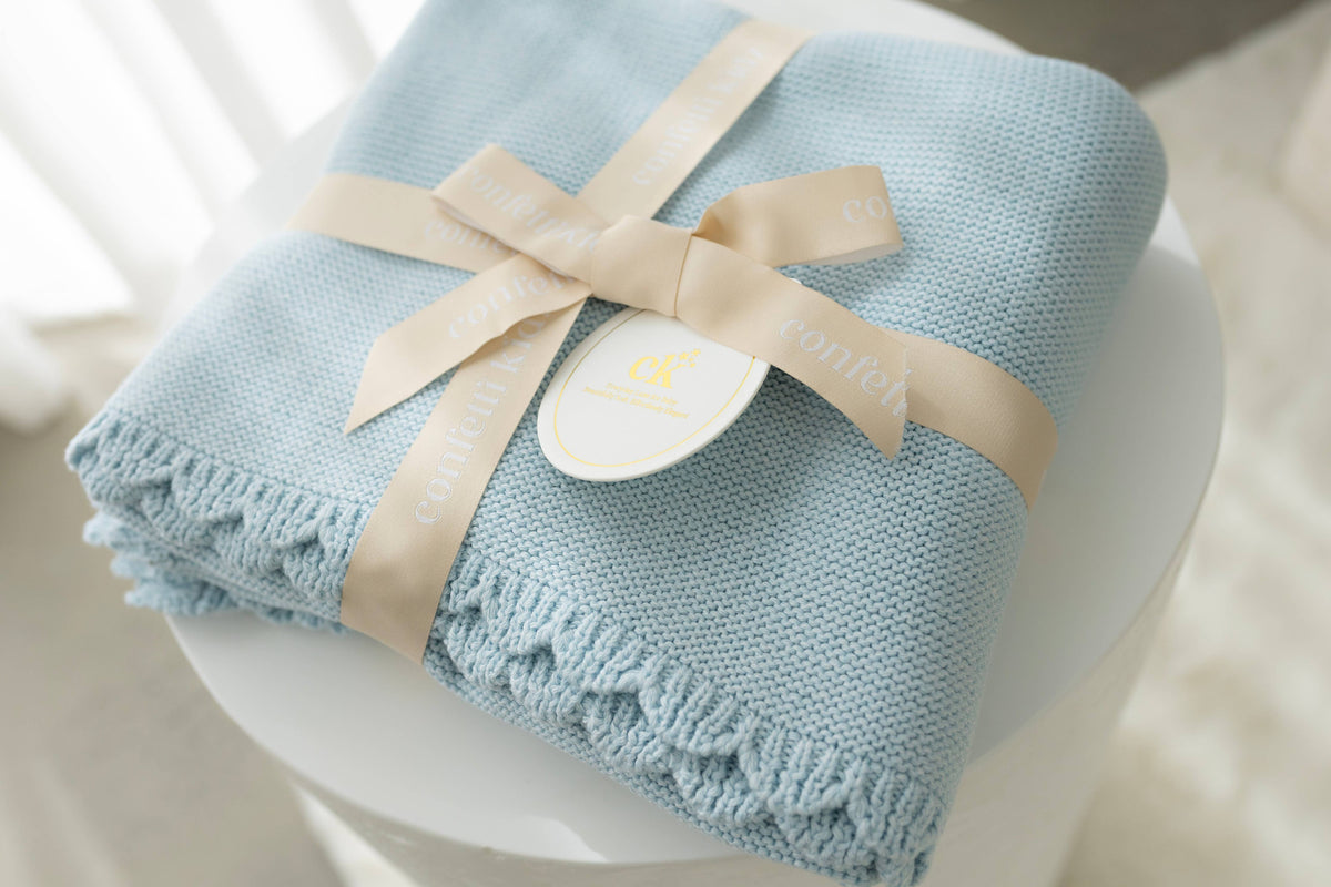 Confetti Kids Heritage Knit Blanket | Traditional Blue