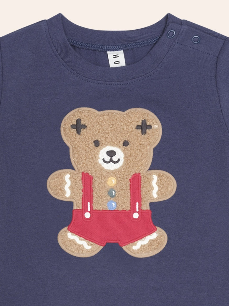 Appliqué for Huxbaby Gingerbread Tee featuring a festive gingerbread Hux character graphic on a comfortable kids’ Christmas t-shirt.