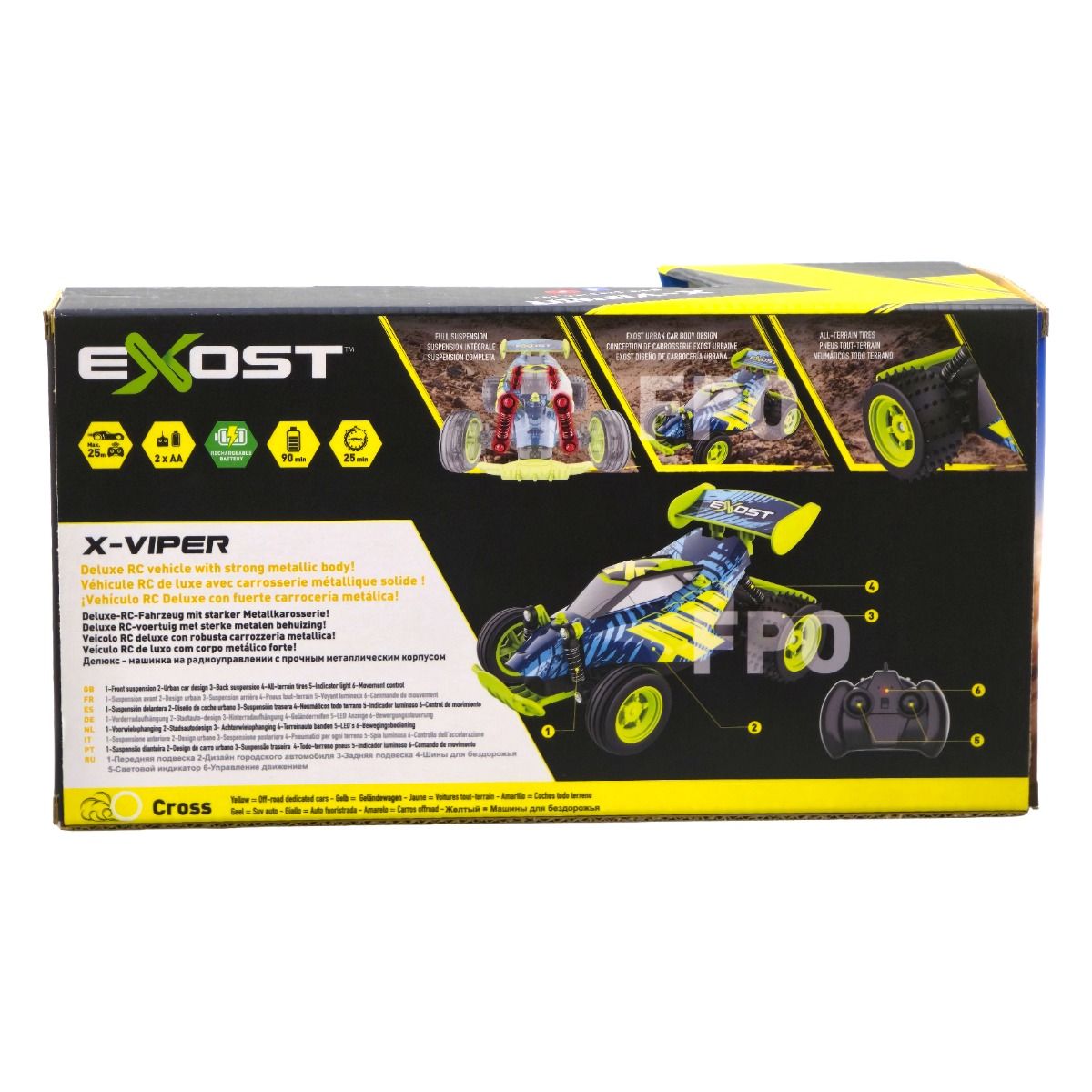 Reverse side EXOST X-Viper remote control buggy toy with rugged tyres and suspension for outdoor racing adventures