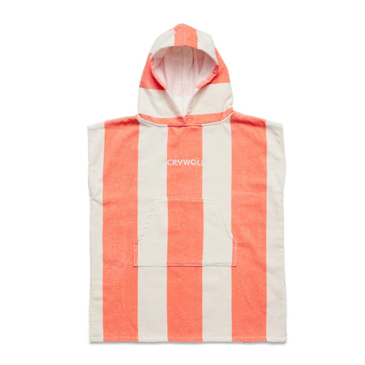 Crywolf Hooded Towel Coral Stripe