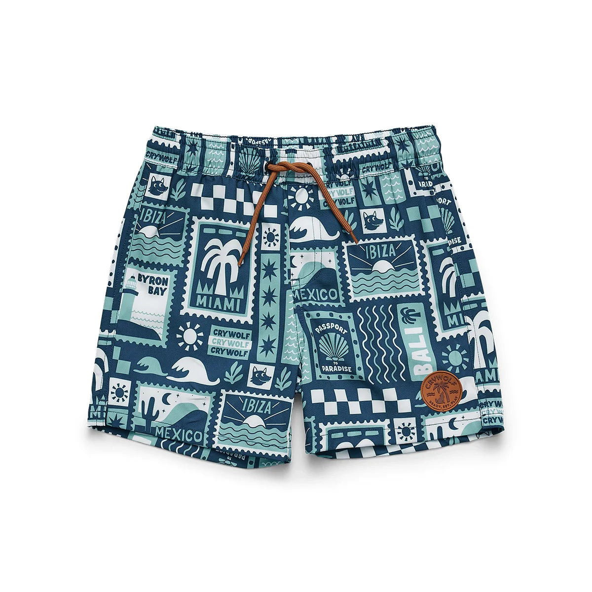 CryWolf Board Shorts Blue Postcards